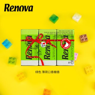 Renova 炫彩手帕纸香味持久纸巾彩色面巾纸不掉色6小包