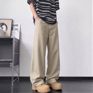 月伊纺 美式复古宽松直筒裤男纯棉百搭弯刀裤潮牌男女款阔腿裤青年哈伦裤