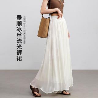 町缇 夏款轻薄百搭松紧高腰垂顺显瘦飘逸沙滩阔腿裤子