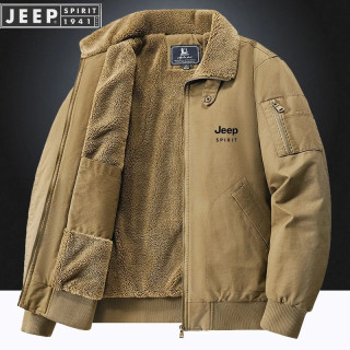 JEEP SPIRIT JEEP吉普羊羔绒外套男冬季加绒加厚夹克中青年棉服工装飞行员纯棉
