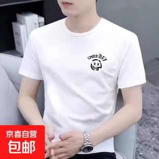 其它 短袖t恤男2026夏季新款潮流圆领印花半袖打底衫上衣体恤 智汇BT154-白色 2XL