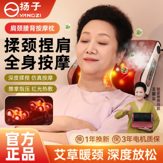扬子 按摩枕家用fk艾草颈椎肩颈按摩仪腰背部按摩器 艾绒加热+六键调节+深度揉捏