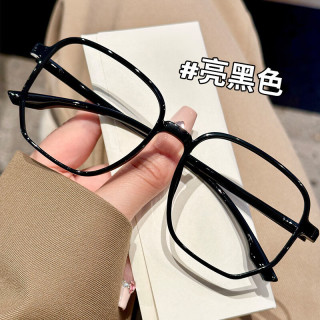 韩版潮显脸小方形眼镜框磨砂黑+ 1.61非球面镜片