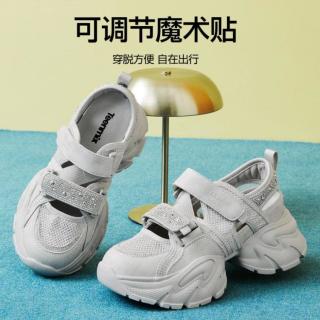 天美意 2026夏新款时尚休闲后空凉鞋镂空女运动老爹鞋