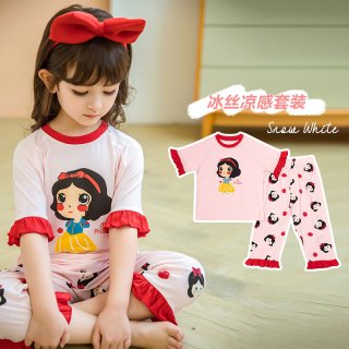 女童莫代尔公主睡衣春夏季薄款2026新款空调服宝宝短袖家居服套装