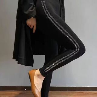 莫代尔秋冬高腰显瘦打底裤时尚百搭烫钻外穿裤弹力不掉档休闲裤