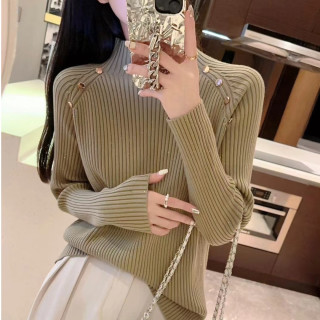半高领毛衣女秋冬加厚2026新款欧货亮片设计感打底针织衫T222