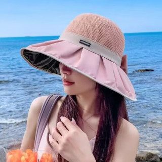 无品牌 帽子女遮阳防晒出游渔夫帽遮阳遮脸夏季户外出行太阳帽蝴蝶结帽檐