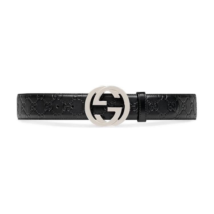 GUCCI 古驰 双G带扣牛皮革压花皮带