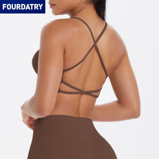 FOURDATRY 欧美细带交叉美背瑜伽运动内衣大露背透气健身
