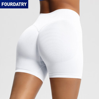 FOURDATRY 欧美无缝三段腰健身短裤女高腰蜜桃提臀运动短