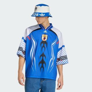 adidas 三叶草 日本队足球休闲文化针织宽松短袖V领球衣