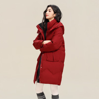 雪中飞 连帽加厚保暖 红色 S/155/80A 女士羽绒服
