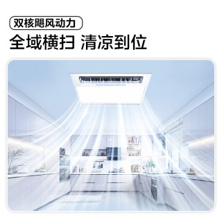 美的 凉霸厨房卫生间嵌入式集成吊顶照明一体遥控冷风机排气换气吹风 大凉霸B8 护眼20W照明