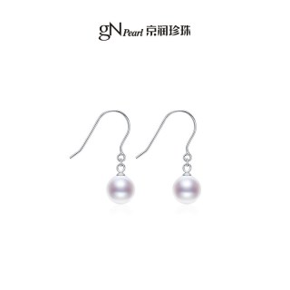京润珍珠 倾心银镶嵌淡水珍珠耳钩 8-11mm JRP1004ES
