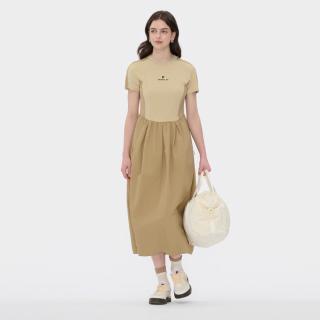 FILA 女装FUSION系列连衣裙女士时尚休闲拼色宽松通勤短袖裙子