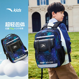 安踏 飞鱼3D儿童书包 黑色印花 四件套