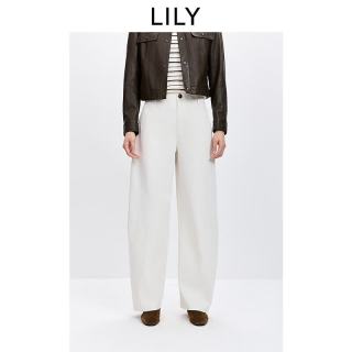 LILY 2026春新款复古时髦百搭职业通勤休闲显瘦纯色气球裤弯刀裤女 601白色 S