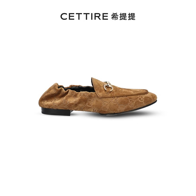 GUCCI古驰 GG Logo马衔扣乐福鞋 褐色 37.5