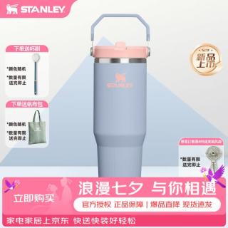 史丹利 ICEFLOW2.0 不锈钢真空折叠吸管杯水杯保温保冷杯子七夕礼物 雾蓝梦境- 887ml