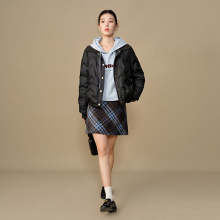 独束 大码女装毛织领轻薄羽绒服冬季短款外套