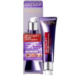 L'Oréal Paris 巴黎欧莱雅 Revinift Filler 透明质酸抗衰老眼霜，也可用于面部，抗皱和丰盈，含透明质酸、维生素 CG 和 E，30 毫升