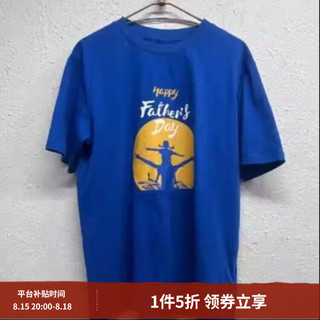茵曼 美式复古印花 蓝色 L码 女士T恤