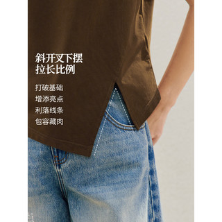 茵曼 索罗纳圆领纯色T恤女 珍珠白 M