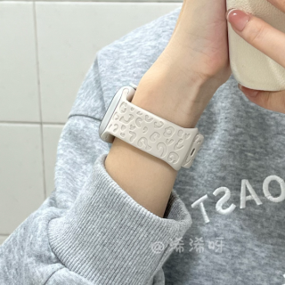 豹纹硅胶适用苹果手表带AppleWatch9简约iwatchS10运动透气手表带