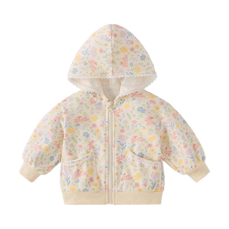 jellybaby 女童碎花针织开衫外套
