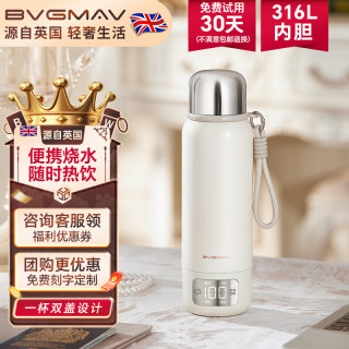 宝威玛 便携式烧水杯 电热水杯旅行家用出差电热水杯加热杯热水壶送礼雅士白550ml