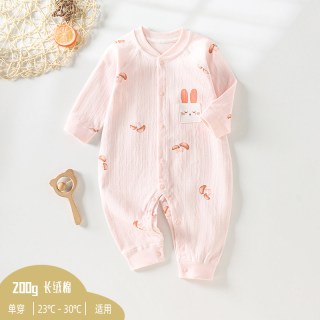 贝贝怡 婴儿连体衣夏季薄款空调服宝宝纯棉睡衣套装新生儿衣服长袖