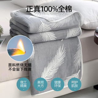 无印良品 A类全棉纱布毯六层纱毛巾被 夏季薄款毯子纯棉夏凉被 羽毛灰 90*100cm