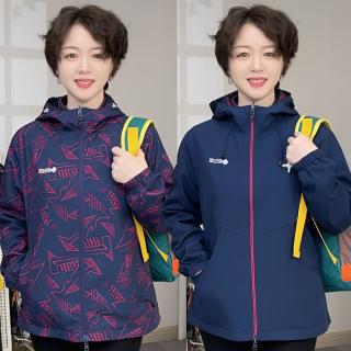 [双面双穿]春装新款两面穿冲锋衣女连帽防水防风休闲户外运动外套