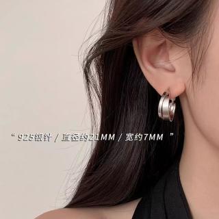 半日逅屿 925银针双层素圈耳环高级感2026新爆款小众设计女耳饰耳钉 双层素圈耳环（两只价