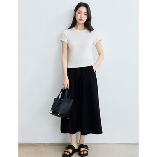 茵曼 大师瘦瘦T恤 正肩显瘦 米白色 S 女士T恤