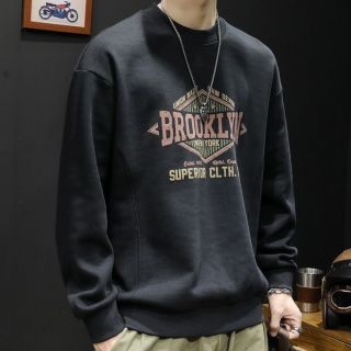 美式重磅圆领卫衣男长袖秋冬季加绒复古潮牌外套男士宽松大码上衣