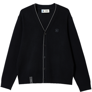 JACK&JONES 杰克琼斯 字母贴布刺绣 纯色长袖开衫针织衫