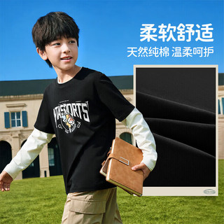 安踏 易去污 精灵绿 150cm 儿童长袖T恤