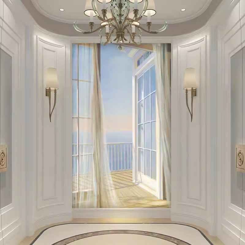 卡齐鱼 3D立体海景无缝壁画 墙纸