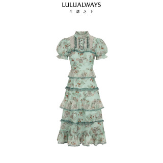 Lulualways 26秋季新款蔷薇夜曲蛋糕连衣裙