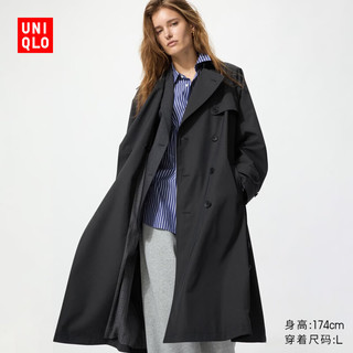 优衣库 487420 经典防风 黑色 3XL 女士风衣