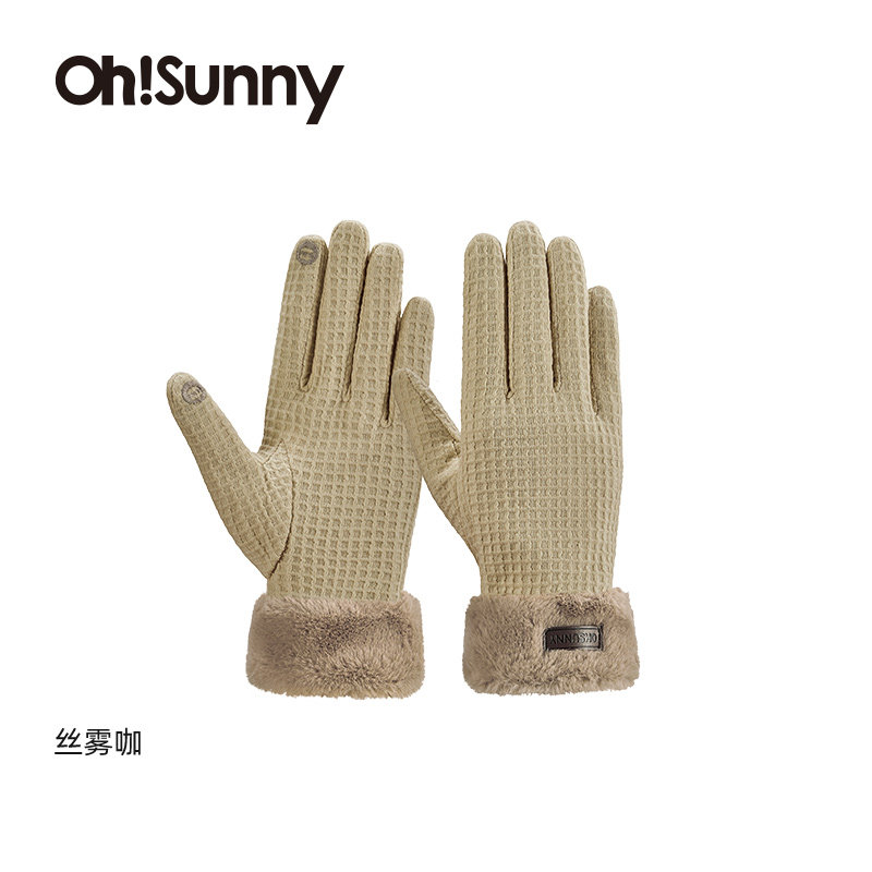 OhSunny 欧夏 加绒防风防水 保暖手套