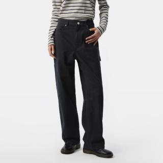 Gap 女装春季款纯棉挺括无弹中腰直筒宽松工装牛仔裤727746