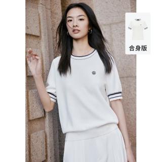 限尺码：navigare 意大利小帆船 春夏时尚撞色顺滑亲肤舒适透气女士短袖圆领T恤