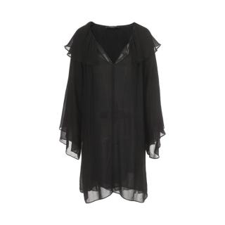 Massimo Dutti 透视雪纺荷叶边大摆连衣裙