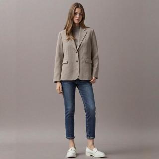 限尺码：Massimo Dutti 女式两粒扣格纹翻领设计通勤百搭西装外套