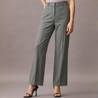 Massimo Dutti 女式高腰百搭时尚条纹气质休闲直筒长裤