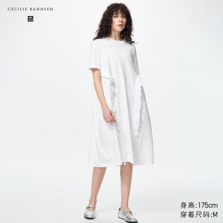 优衣库 荷叶边T恤连衣裙 白色 S码