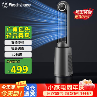 西屋电气 西屋（Westinghouse）无叶风扇电风扇直流变频遥控家用塔扇轻音节能过滤柔风广角摇头落地扇WTH-ZWY006